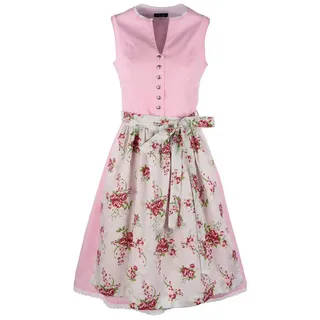 Ramona Lippert Dirndl Antonia Damen rosa hochgeschlossen mit Blumenschürze Größe 36-50 rosa 48