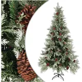 vidaXL Weihnachtsbaum mit Zapfen Grün und Weiß 225 cm