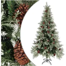 vidaXL Weihnachtsbaum mit Zapfen Grün und Weiß 225 cm