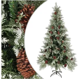 vidaXL Weihnachtsbaum mit Zapfen Grün und Weiß 225 cm