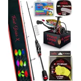 Paradox Fishing Komplett UL-Ruten Set I Trout Series X Rute I 1,85m Wg. 1,2g-4g I 1000 Rolle 10 Spoons 2,5g -Forellenrute Ultralight Rute – UL Rute