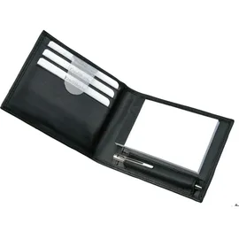 Alassio 43035 - Notizblock-Etui Gubbio aus Nappaleder, Mäppchen in schwarz, Etui ca. 11 x 8 x 2 cm, Ledermäppchen mit A8 Notizblock, 3 Einschubfächer und Minikugelschreiber Metall