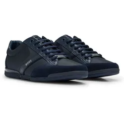 BOSS Herren Sneaker - Saturn Lowp, Turnschuh, Freizeit, Material-Mix mit Echtleder Dunkelblau EUR 43