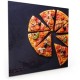 Primedeco Küchenrückwand Küchenrückwand Spritzschutz Glas mit Motiv Pizzadreiecke 40 cm x 40 cm