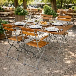 Mojawo Biergarten Set Klapptisch + 4 Klappstühle 120 x 60 x 0 cm braun/grau