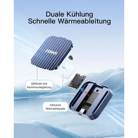 Inateck Magnetisches M.2 SSD Gehäuse, Typ-C USB 3.2, kompatibel mit 2230 NGFF&NVME PCIe M.2 M-Key/B&M-Key, unterstützt Windows/Linux/Android/MacOS