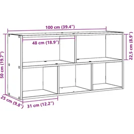 vidaXL Wandregal 100 x 25 x 50 cm Braun