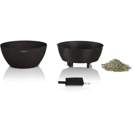 LECHUZA Cubeto Stone 40 Komplettset Ø 40 x 18 cm graphitschwarz