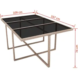 vidaXL Garten-Essgruppe 11-tlg. beige 42557