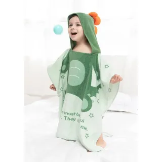 Vivi Idee Badetuch Kinder Badetuch Badeponcho Kapuzenhandtuch Bademäntel 100% Baumwolle, aus Dino Motiv, weiches und super saugfähiges, 0-6 Jahre grün