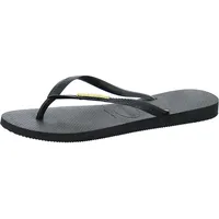 HAVAIANAS Zehentrenner, SLIM LOGO METALLIC in Schwarz (Black/Gold 1924),