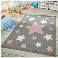 Kinderteppich Kinderzimmer Teppich Spielteppich Muster Sternenhimmel Kurzflor, TT Home, rund, Höhe: 13 mm grau rund - Ø 200 cm x 13 mm