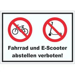 Aufkleber Fahrrad und E-Scooter abstellen verboten A9 (37x52mm)