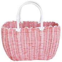 YPWWPXQ Picnic Basket Tragbarer Gemüsekorb, Geflochtener Einkaufskorb, Handgefertigter Obstkorb Aus Kunststoff-Rattan, Picknickkorb Weidenkorb-Picknickkorb (Color : Pink, Size : 34 * 24cm)