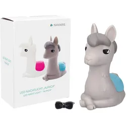 NAVARIS Kinder LED Alpaka-Nachtlicht mit RGB-Farbwechsel batteriebetriebenes Schlummerlicht Grau/Blau - One-Size