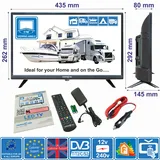 19 " HD TV 12V/240V Wohnmobil Boot Lastwagen Transporter Freeview USB Pvr, HDMI