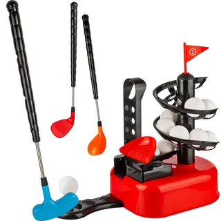 alles-meine.de GmbH 20 TLG. Set - Minigolf - Bürogolf/Golf/Kindergolfset automatischer Ballausgeber 15 Golfbälle - aus Kunststoff - Kindergolf Golfschläger mit 3 Aufsatze..