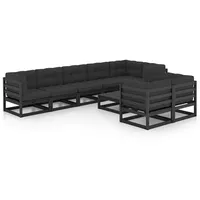 vidaXL 9-tlg. Garten-Lounge-Set mit Kissen Massivholz Kiefer