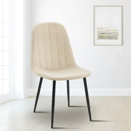 CLP 4er Set Esszimmerstuhl Baxter Samt I Gesteppter Küchenstuhl I Polsterstuhl Mit Metall-Gestell