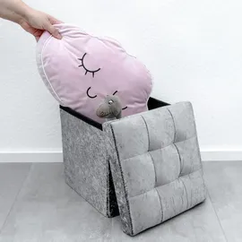 Intirilife Faltbarer Sitzhocker 30x30x30 cm in Samt Grau - Sitzwürfel