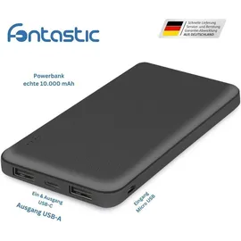 Fontastic Renz10 10.000mAh, 2x USB-A & 1x Typ-C Ladezustandsanzeige, In & Output 5V / 2A, - Weiß