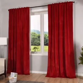 Gardinenbox Vorhang »Milano« Samt Blickdicht Schlaufenband Tunneldurchzug Blackout Bügelband kürzbar Rot 2 Stück HxB 280x135 cm, 20357