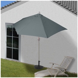 Sonnenschirm halbrund Lorca, Halbschirm Balkonschirm, UV 50+ Polyester/Alu 3kg ~ 270cm anthrazit mit Ständer