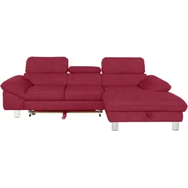 Cotta Ecksofa »Driver L-Form« mit Kopfteilverstellung, wahlweise mit Bettfunktion & Bettkasten, rot