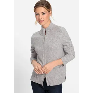 Olsen Strickjacke Klassische Strickjacke mit aufgesetzten Taschen grau 44