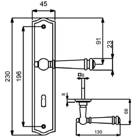 MS Beschläge Antik Fenstergriff Schwarz matt Buntbart