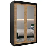 abiks möbel Schwebetürenschrank Promo 120 x 200 x 62 cm Schwarz