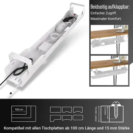 Ultimate Setup Kabelwanne Weiß, Metall, 10.8x13x90 cm, Arbeitszimmer, Schreibtische