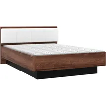 Carryhome Bett, Schwarz, Weiß, Eiche, Metall, Kunststoff, 140x200 cm, gepolstertes Kopfteil, Schlafzimmer, Betten, Einzelbetten