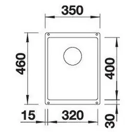 Blanco Subline 320-U links Unterbau schwarz Handbetätigung 350 x 460 mm