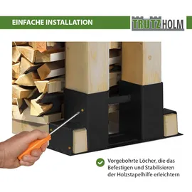 Baumarktplus Holzstapelhilfe 2er Set lackierter Stahl 34 x 10 cm schwarz
