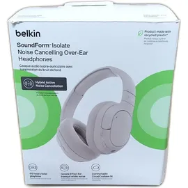 Belkin SoundForm Isolate Noise Cancelling Kopfhörer kabellos Bluetooth Kopfhörer, Headset mit Mikrofon, Over-Ear-Kopfhörer mit 60 Stunden Wieder... – Beige