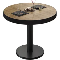 BN | Bistrotisch | Ø:H 60 x 72 cm | Schwarzer Rand | Eiche / Schwarz | Rund