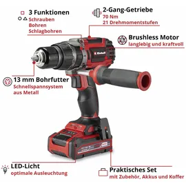 Einhell TP-CD 18/70 ohne Akku + 2 x 3,0 Ah