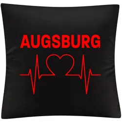 multifanshop Kissenbezug - Augsburg - Herzschlag - Druck rot - Kissen