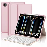 IVEOPPE Tastatur für iPad pro 13" 2024 (M4), Hülle mit Tastatur für iPad Pro 7. Generation, Magnetisch 7-Farbige Beleuchtung Bluetooth QWERTZ Tastatur für iPad Pro 7 Gen(M4) 13 Zoll 2024, Rosa