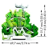WAGO 2002-2237 Doppelstock-Schutzleiterklemme 5.20mm Zugfeder Belegung: PE Grün, Gelb 50St.