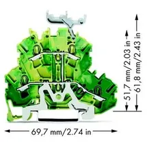 WAGO 2002-2237 Doppelstock-Schutzleiterklemme 5.20mm Zugfeder Belegung: PE Grün, Gelb 50St.