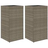 vidaXL Pflanzkübel 2 Stk. Grau 40x40x80 cm Poly Rattan