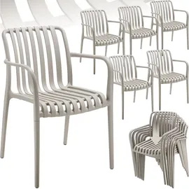 Tectake Alcudia Gartenstuhl 6 St. 6 x 6 x 6 cm schwarz