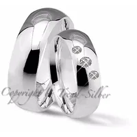 Trauringe123 Trauring Hochzeitsringe Verlobungsringe Trauringe Eheringe Partnerringe aus 925er Silber mit drei Zirkonien J11 62