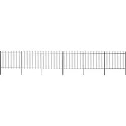 Gartenzaun mit Speerspitzen Stahl 10,2 x 1,5 m Schwarz