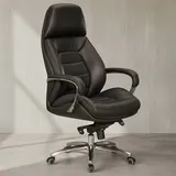 KADIMA DESIGN Chefsessel Echtleder Schwarz