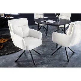 Riess-Ambiente Stuhl BIG GEORGE - drehbar Retro weiß Bouclé mit Armlehnen Bonellfederkern Esszimmer
