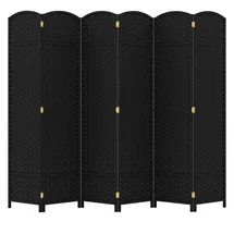 Costway Paravent, Raumteiler 240x170cm, mit handgewebter Textur, klappbar schwarz