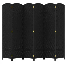 Costway Paravent, Raumteiler 240x170cm, mit handgewebter Textur, klappbar schwarz